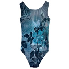 Elegant Floral Design With Butterflies Kids  Cut-out Back One Piece Swimsuit by FantasyWorld7