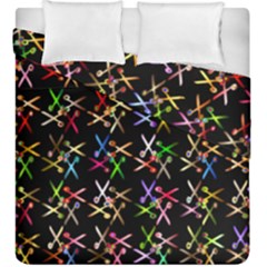 Scissors Pattern Colorful Prismatic Duvet Cover Double Side (king Size) by HermanTelo