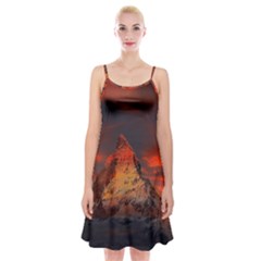 Switzerland Zermatt Mountains Snow Spaghetti Strap Velvet Dress by Pakrebo