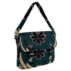 Green And White Pattern Buckle Messenger Bag