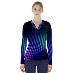 Background Blur Bokeh Close Up V-neck Long Sleeve Top by Pakrebo