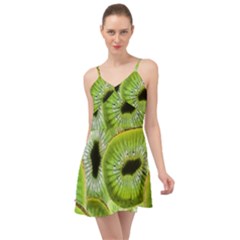 Sliced Kiwi Fruits Green Summer Time Chiffon Dress by Pakrebo