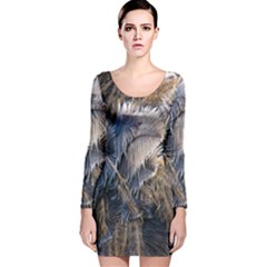 Dried Leafed Plants Long Sleeve Velvet Bodycon Dress by Pakrebo