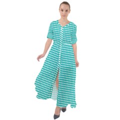 Gingham Plaid Fabric Pattern Green Waist Tie Boho Maxi Dress by HermanTelo