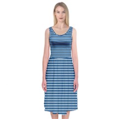 Gingham Plaid Fabric Pattern Blue Midi Sleeveless Dress by HermanTelo