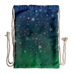 Background Blue Green Stars Night Drawstring Bag (large) by HermanTelo