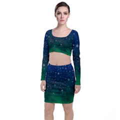 Background Blue Green Stars Night Top And Skirt Sets by HermanTelo
