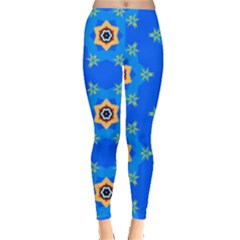 Pattern Backgrounds Blue Star Leggings  by HermanTelo