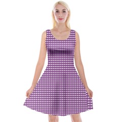 Gingham Plaid Fabric Pattern Purple Reversible Velvet Sleeveless Dress by HermanTelo