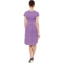 Gingham Plaid Fabric Pattern Purple Cap Sleeve Midi Dress View2