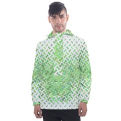 Green Pattern Curved Puzzle Men s Front Pocket Pullover Windbreaker by HermanTelo