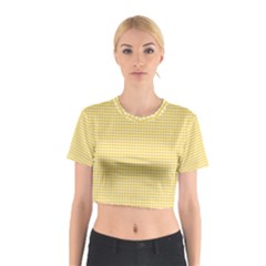Gingham Plaid Fabric Pattern Yellow Cotton Crop Top by HermanTelo