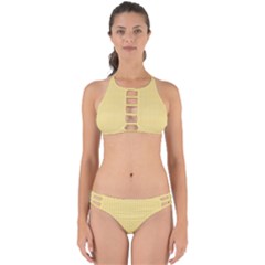 Gingham Plaid Fabric Pattern Yellow Perfectly Cut Out Bikini Set by HermanTelo