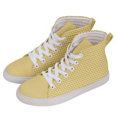 Gingham Plaid Fabric Pattern Yellow Women s Hi-top Skate Sneakers by HermanTelo