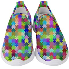 Jigsaw Puzzle Background Chromatic Kids  Slip On Sneakers by HermanTelo