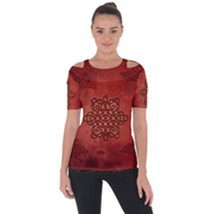 Elegant Decorative Celtic Knot Shoulder Cut Out Short Sleeve Top by FantasyWorld7