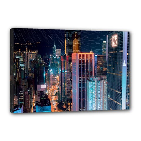 High Rise Buildings With Lights Canvas 18  X 12  (stretched) by Pakrebo