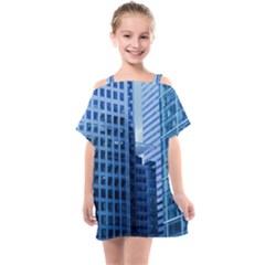 City Blue Building Construction Kids  One Piece Chiffon Dress by Pakrebo