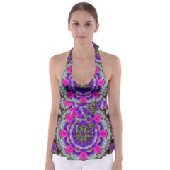 Floral To Be Happy Of In Soul Babydoll Tankini Top by pepitasart