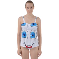 Smiley Face Laugh Comic Funny Twist Front Tankini Set by Sudhe