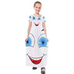Smiley Face Laugh Comic Funny Kids  Short Sleeve Maxi Dress by Sudhe
