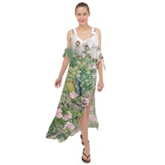 Peafowl Peacock Feather Beautiful Maxi Chiffon Cover Up Dress