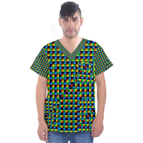 Kaleidoscope Art Unique Design Men s V-neck Scrub Top by Wegoenart