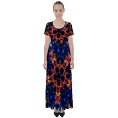 Kaleidoscope Art Unique Design High Waist Short Sleeve Maxi Dress by Wegoenart