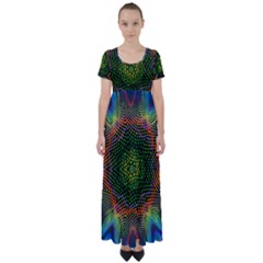 Kaleidoscope Art Unique Design High Waist Short Sleeve Maxi Dress by Wegoenart
