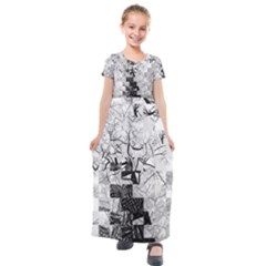 Broken Tree Generative Art Justifyyourlove Kids  Short Sleeve Maxi Dress by Wegoenart