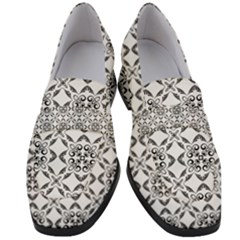 Black And White Patterned Backgroun Women s Chunky Heel Loafers by designsbyamerianna