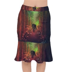 The Lonely Wolf In The Night Short Mermaid Skirt by FantasyWorld7