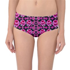 Floral To Be Happy Of In Soul And Mind Decorative Mid-waist Bikini Bottoms by pepitasart