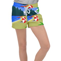 Beach Summer Sea Ocean Water Sand Women s Velour Lounge Shorts