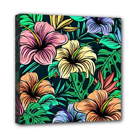 Hibiscus Flower Plant Tropical Mini Canvas 8  X 8  (stretched) by Simbadda