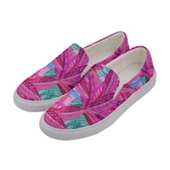 Leaves Tropical Reason Stamping Women s Canvas Slip Ons by Simbadda