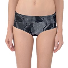 Black Cat Full Moon Mid-waist Bikini Bottoms