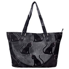 Black Cat Full Moon Full Print Shoulder Bag by bloomingvinedesign