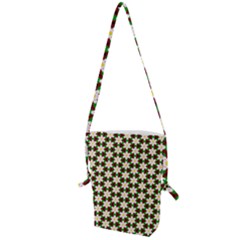 Pattern Flowers White Green Folding Shoulder Bag