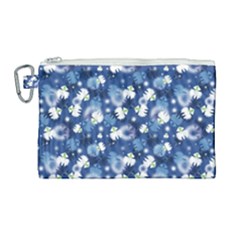 White Flowers Summer Plant Canvas Cosmetic Bag (large) by HermanTelo