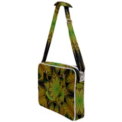 Abstract Flower Artwork Art Green Yellow Cross Body Office Bag by Sudhe