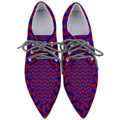 Background Texture Design Geometric Red Blue Pointed Oxford Shoes by Sudhe