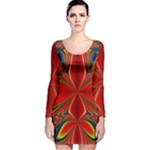 Abstract Abstract Art Fractal Long Sleeve Velvet Bodycon Dress