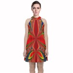 Abstract Abstract Art Fractal Velvet Halter Neckline Dress 