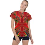 Abstract Abstract Art Fractal Ruffle Collar Chiffon Blouse