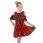 Abstract Abstract Art Fractal Kids  Shoulder Cutout Chiffon Dress