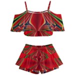 Abstract Abstract Art Fractal Kids  Off Shoulder Skirt Bikini