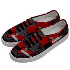 In Love, Wonderful Black And White Swan On A Heart Men s Classic Low Top Sneakers by FantasyWorld7