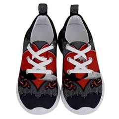 In Love, Wonderful Black And White Swan On A Heart Running Shoes by FantasyWorld7