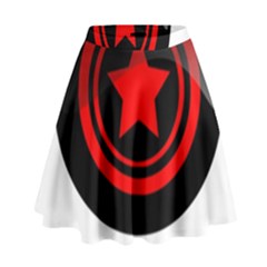 Star Black Red Button  High Waist Skirt by Pakrebo